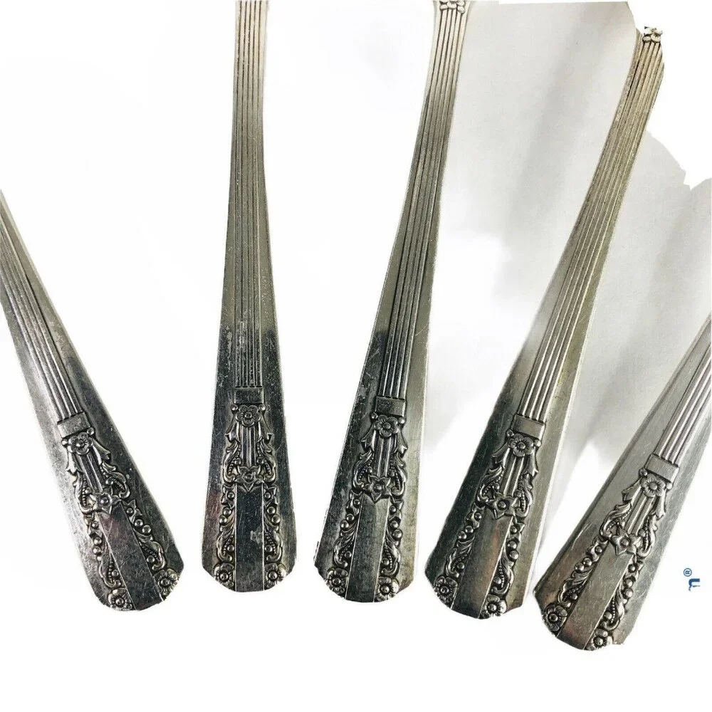 5‎ Teaspoons Wm A Rogers Oneida Sectional Lido Pattern Spoon Silverplate VTG Lot
